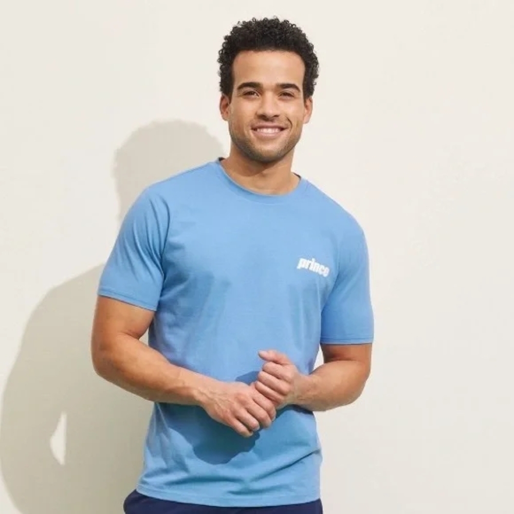 NWT Pickleball Prince Sky Blue Short Sleeve Tee Classic Crew Neck Preppy Shirt